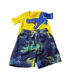 Kids Dinosaur Swim Set in Yellow and Blue